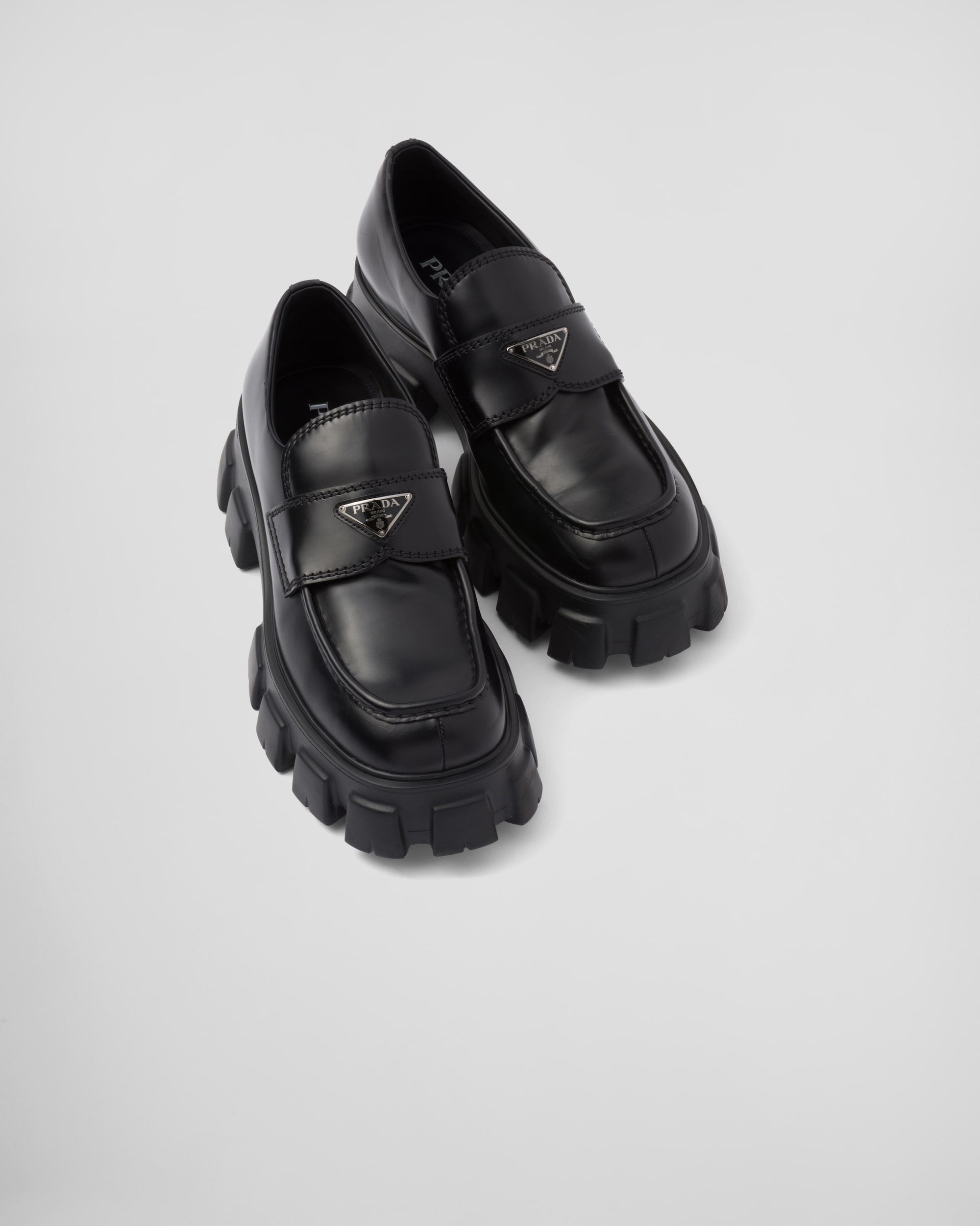 Prada Monolith brushed leather loafers