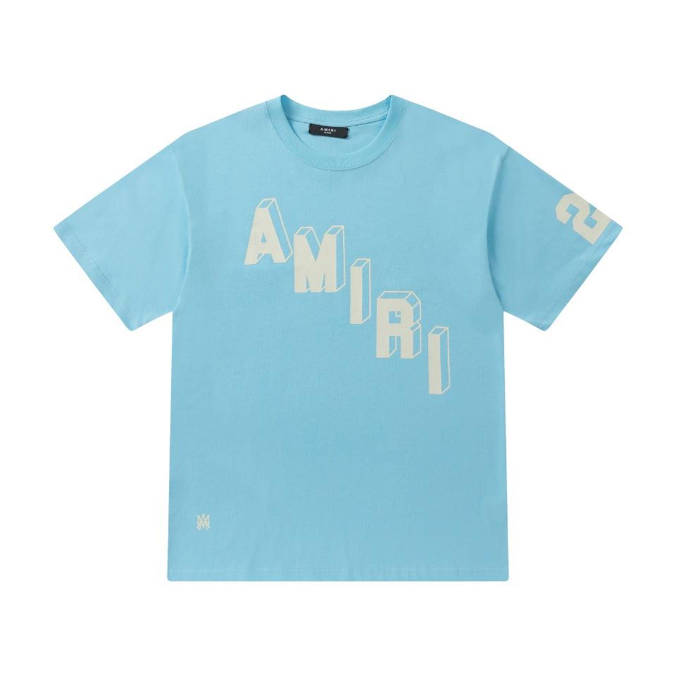 Amiri 23 Blue T-Shirt Without Collar - Banlieue91