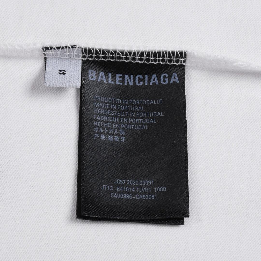 Balenciaga White & Green T-Shirt Without Collar - Banlieue91