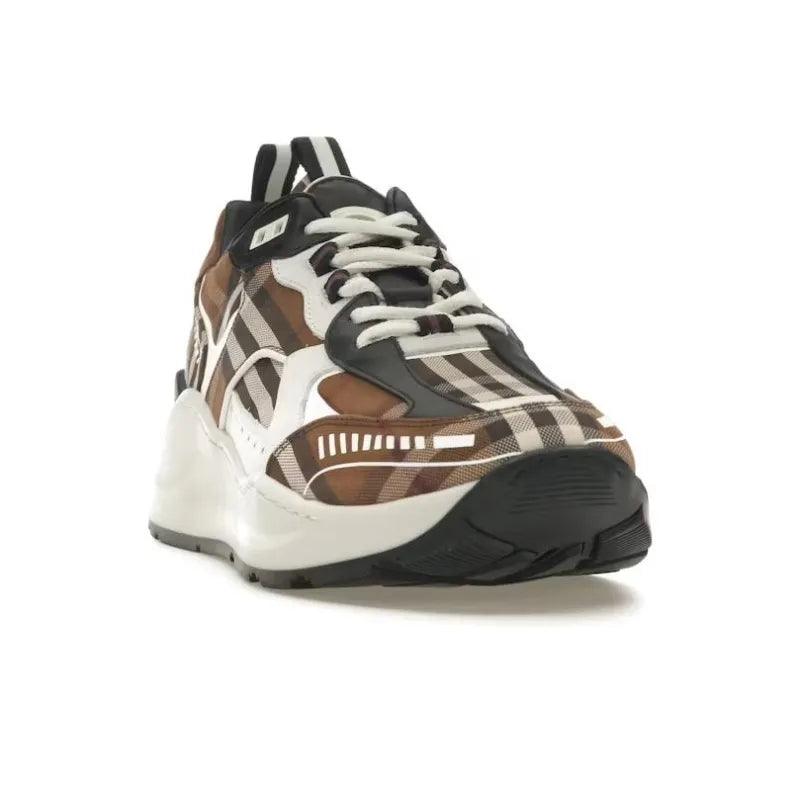 Burberry Vintage Check Cotton And Leather Sneakers Dark Birch Brown White - Banlieue91 -