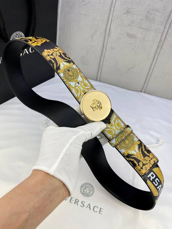 Versace MEDUSA BIGGIE ENAMEL LEATHER BELT - Banlieue91