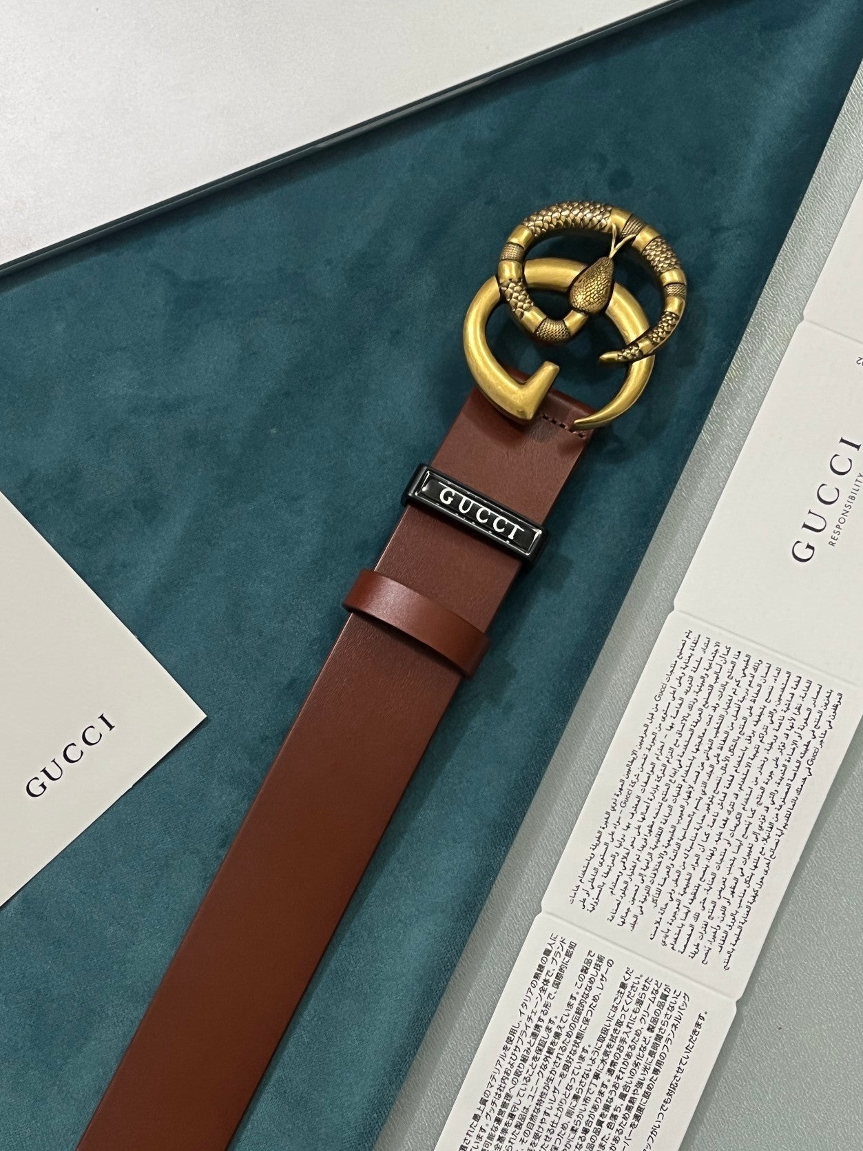 GUCCI Embellished coated-canvas and leather belt 'Brown' - Banlieue91