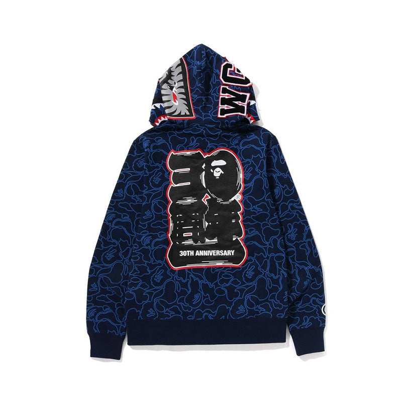 BAPE Line Camo Shark Full Zip Hoodie A Bathing Ape 'Navy' - Banlieue91