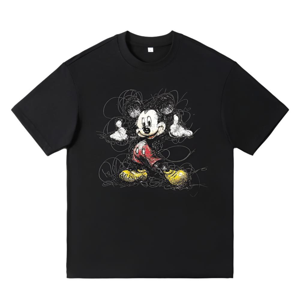 Balenciaga Black Mickey Mouse T-Shirt Without Collar - Banlieue91