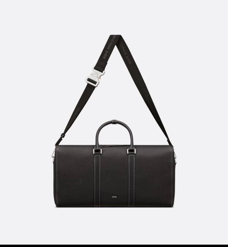 Dior Lingot 50 Duffle Bag In Black Grained Calfskin | Banlieue91