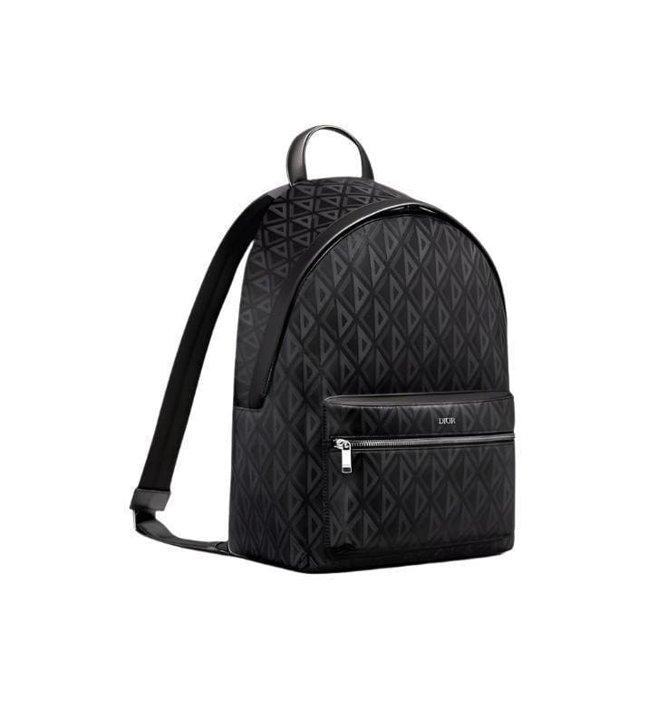 Dior Rider Zipped Backpack Black Coated Cotton Canvas with CD Diamond Print | Banlieue91
