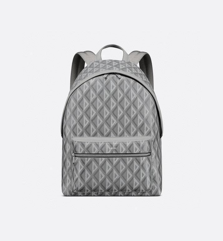 Dior Rider Zipped Backpack Grey Coated Cotton Canvas with CD Diamond Print | Banlieue91
