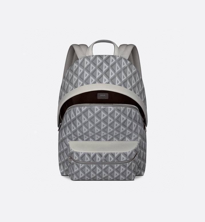 Dior Rider Zipped Backpack Grey Coated Cotton Canvas with CD Diamond Print | Banlieue91