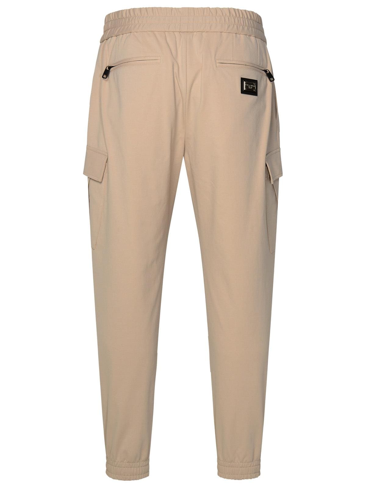 Dolce & Gabbana Beige Cotton Blend Trousers | Banlieue91