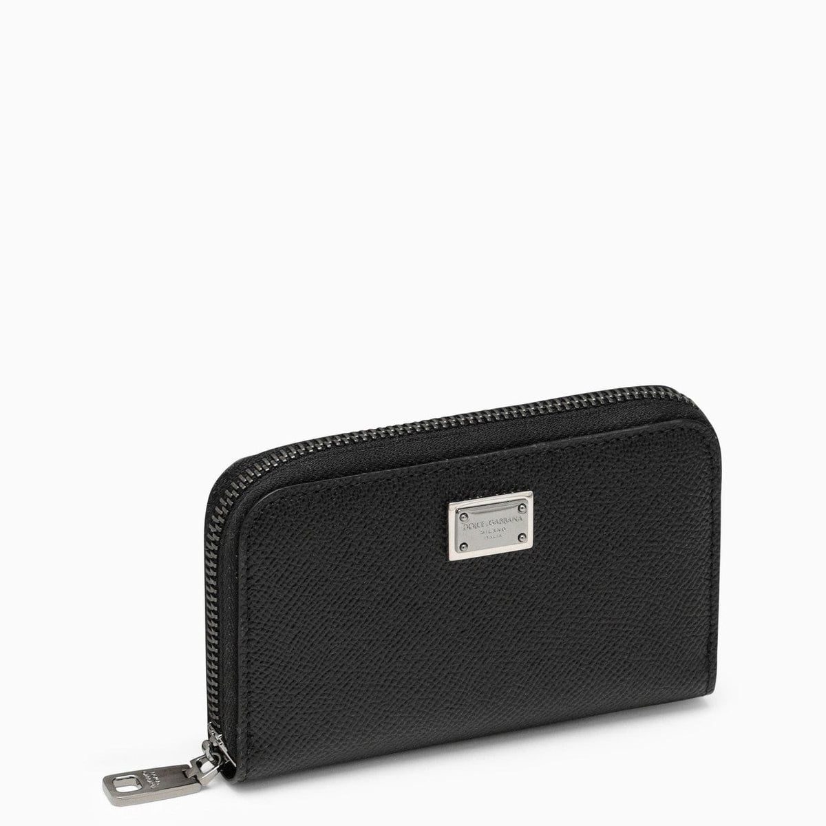 Dolce & Gabbana Black Dauphine Leather Zipped Wallet | Banlieue91