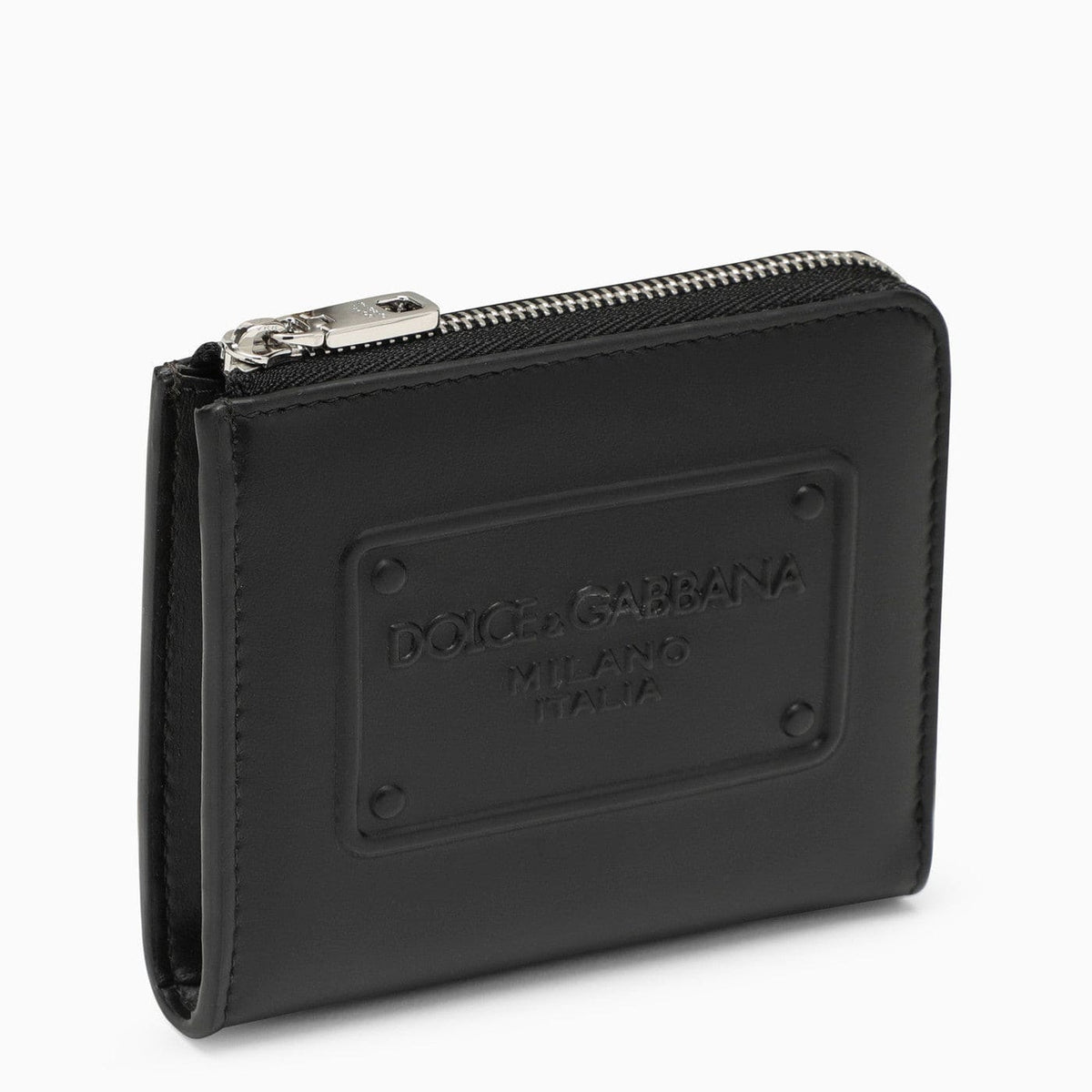 Dolce&Gabbana Black Leather Card Holder With Logoed Plaque | Banlieue91