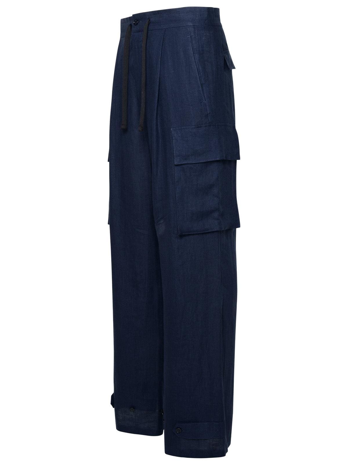 Dolce & Gabbana Blue Linen Cargo Pants | Banlieue91