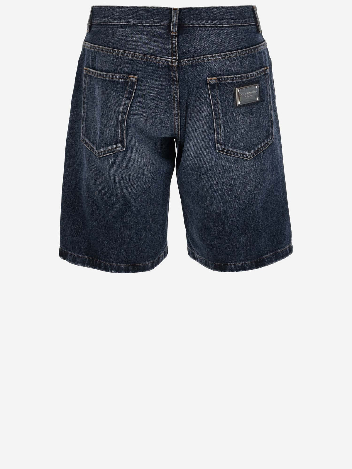 Dolce & Gabbana Cotton Denim Short Pants With Logo Plaque | Banlieue91
