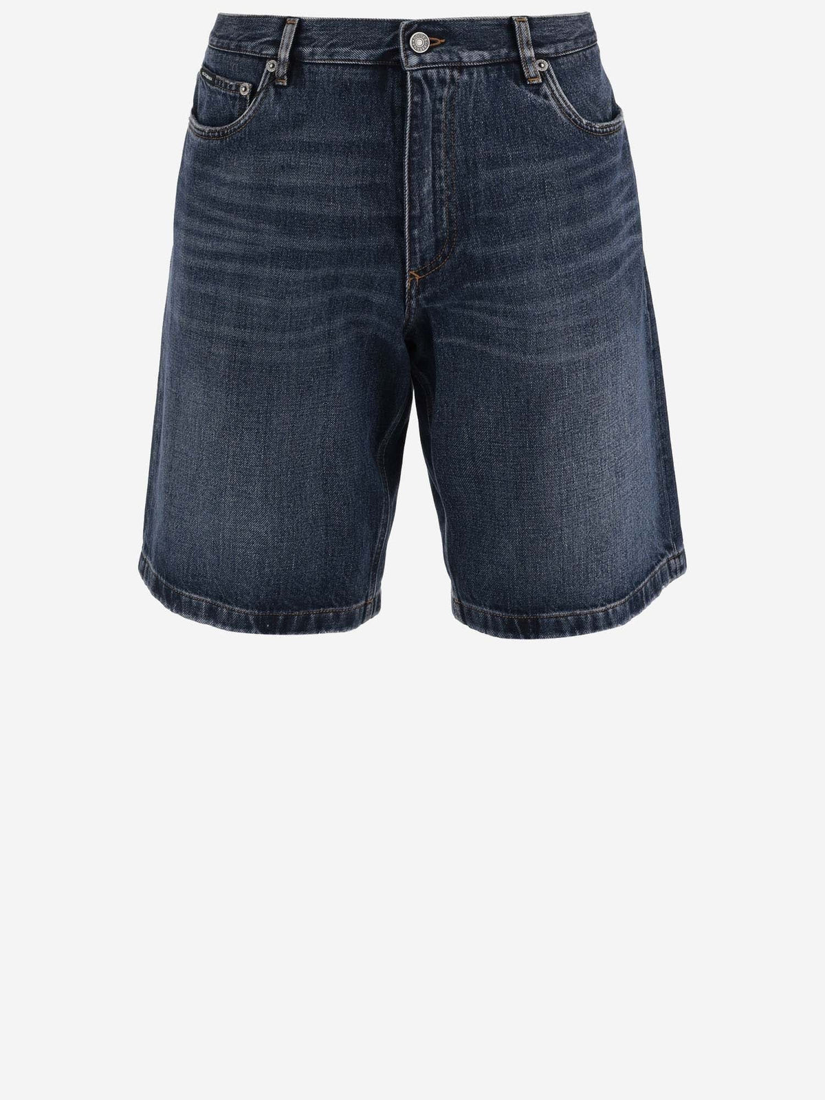 Dolce & Gabbana Cotton Denim Short Pants With Logo Plaque | Banlieue91
