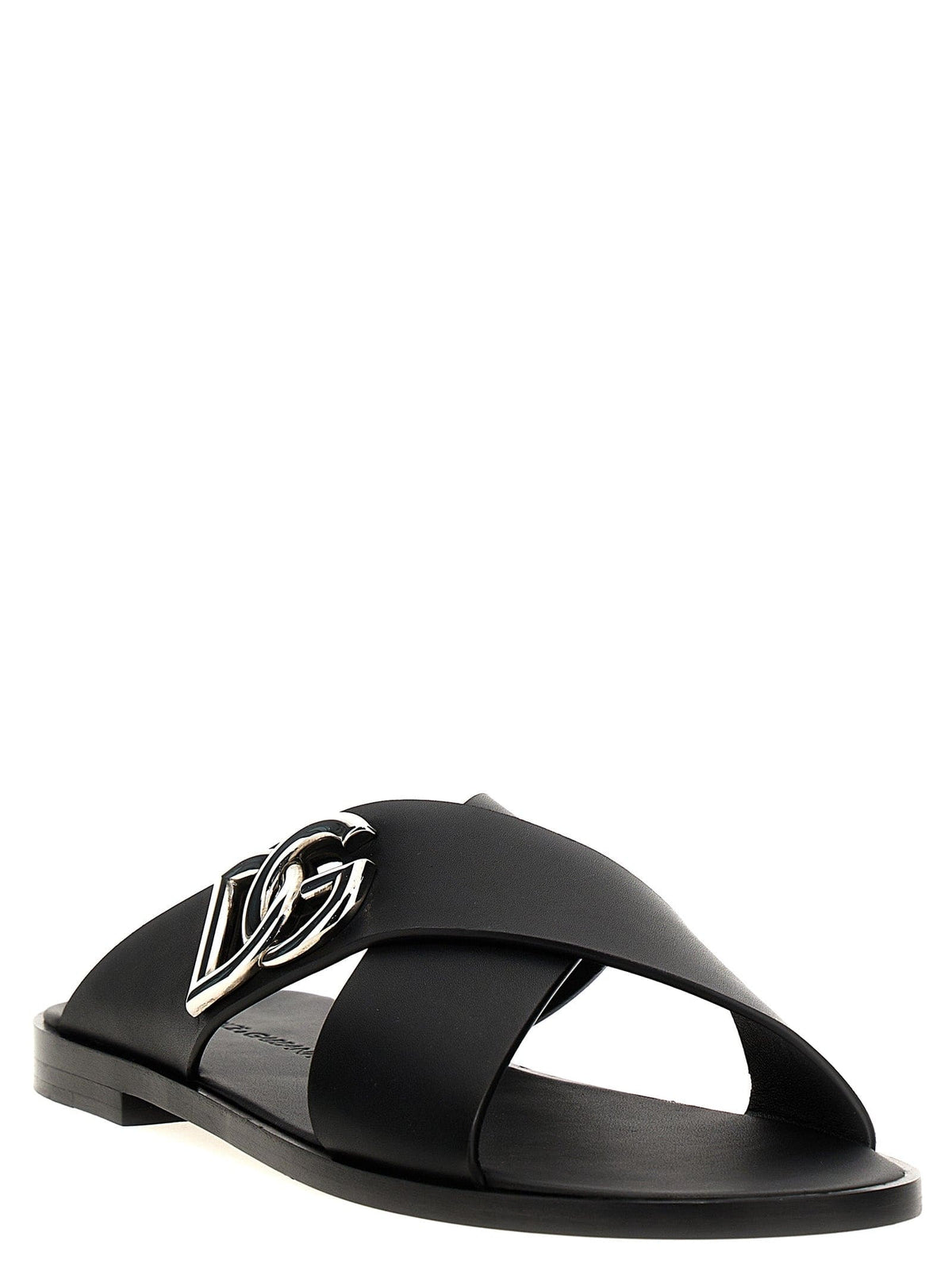 Dolce & Gabbana Logo Leather Sandals | Banlieue91