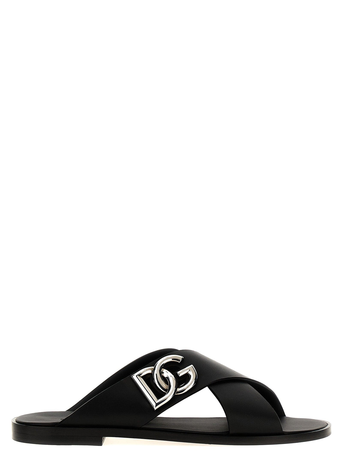 Dolce & Gabbana Logo Leather Sandals | Banlieue91