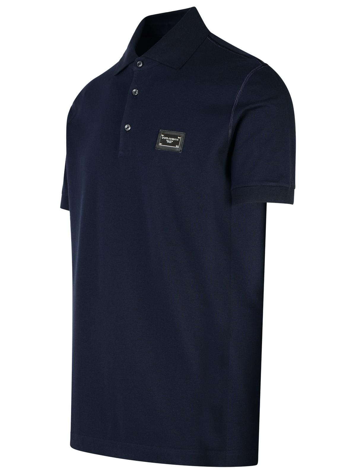 Dolce & Gabbana Navy Cotton Polo Shirt | Banlieue91