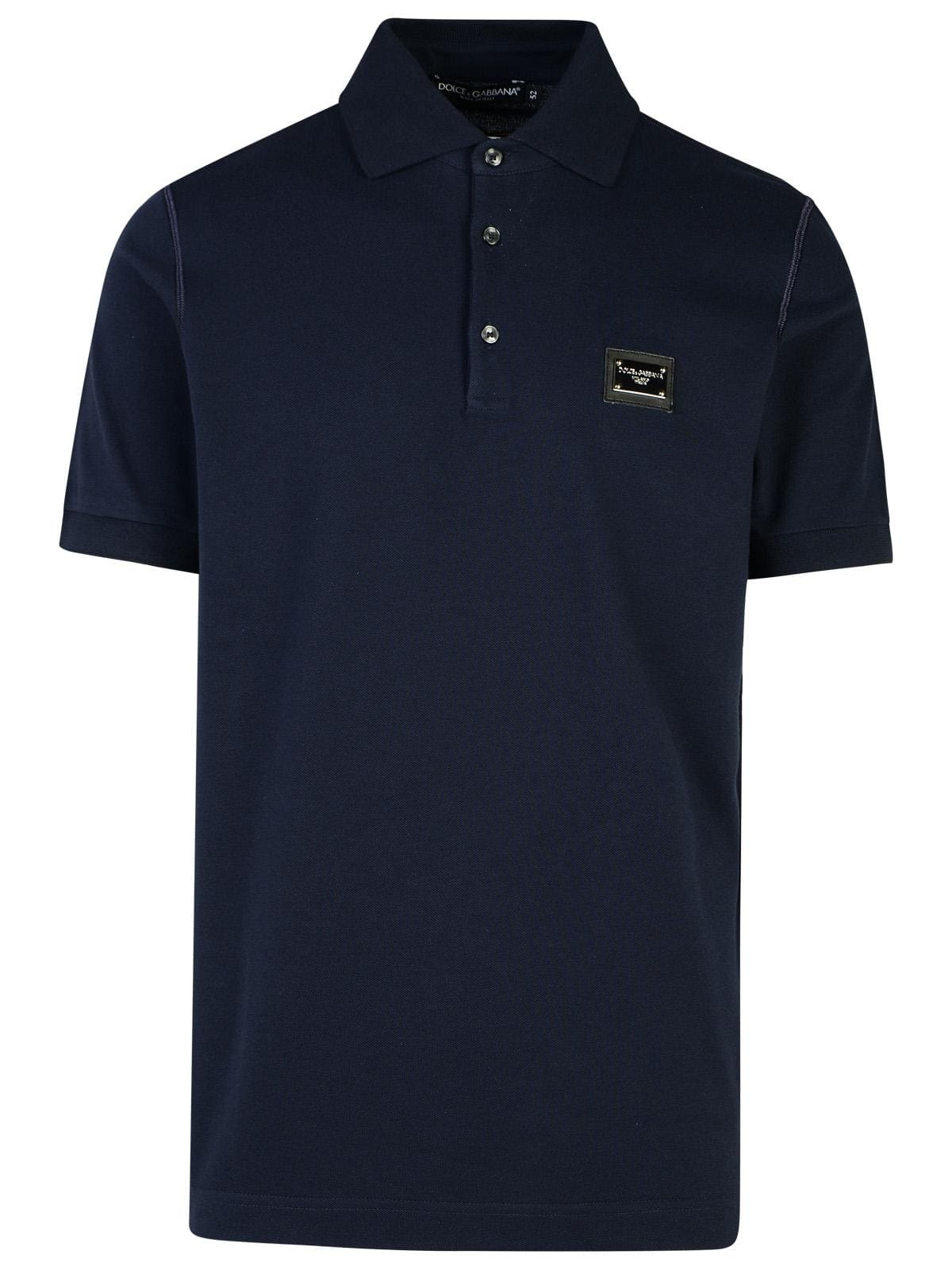 Dolce & Gabbana Navy Cotton Polo Shirt | Banlieue91