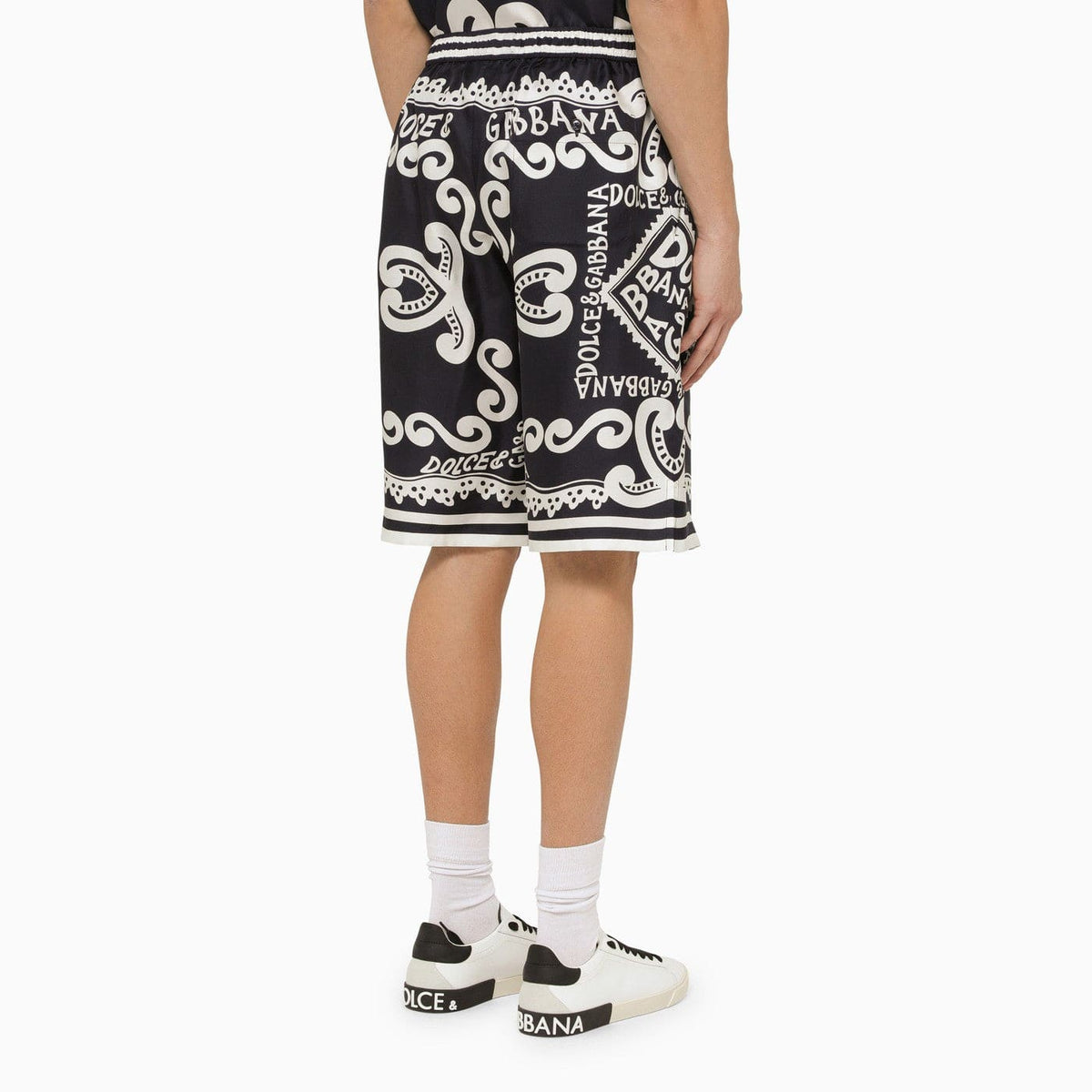 Dolce&Gabbana Silk Bermuda With Navy Print | Banlieue91