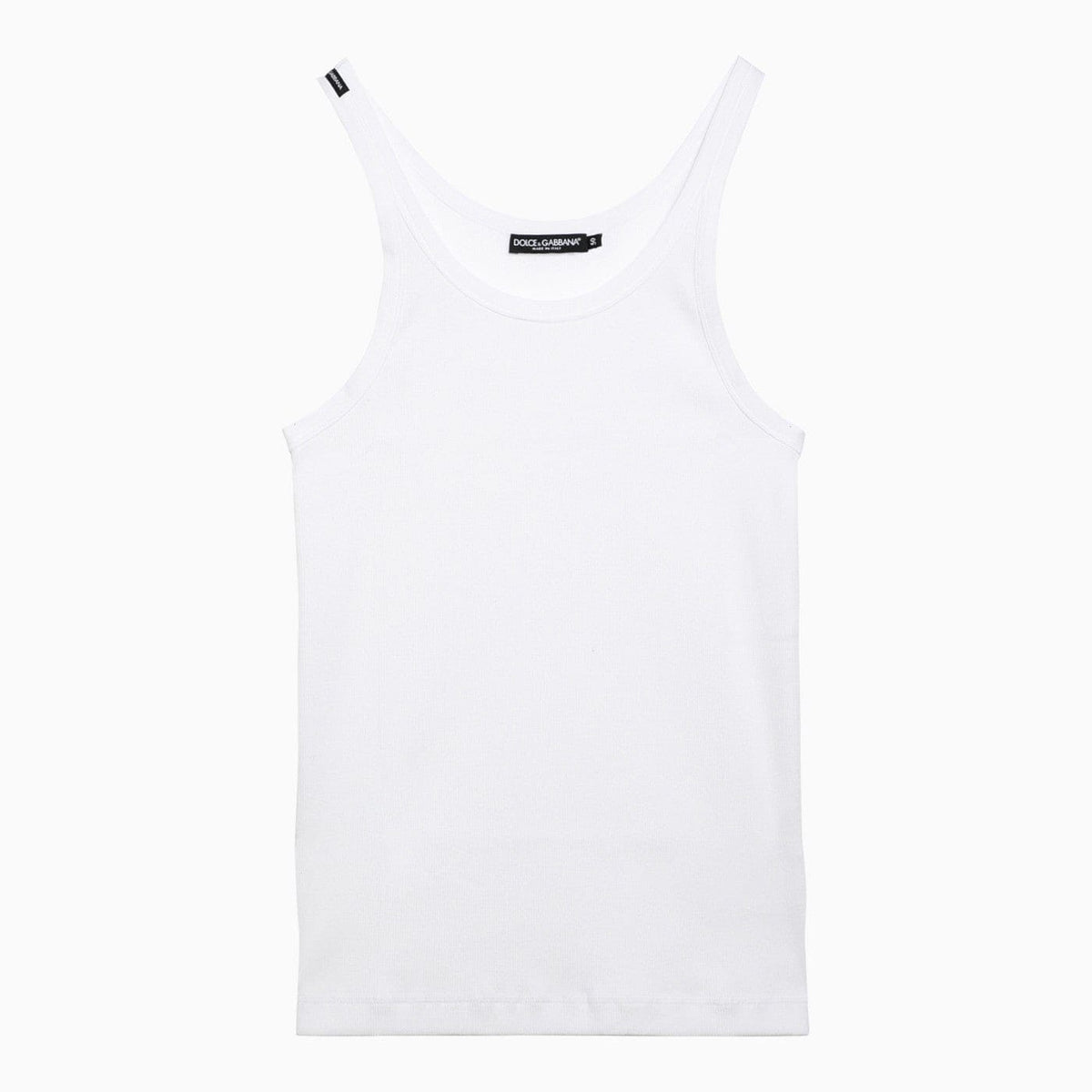 Dolce&Gabbana White Ribbed Cotton Tank Top | Banlieue91
