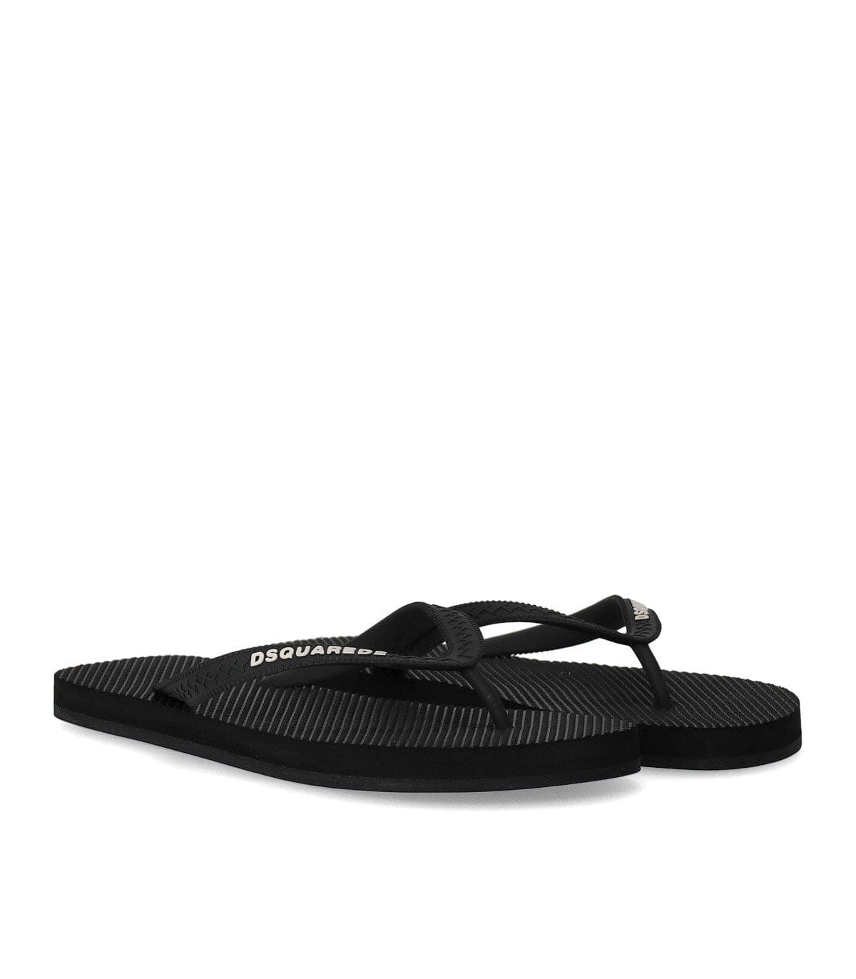 Dsquared2 Black Flip Flops With Logo | Banlieue91