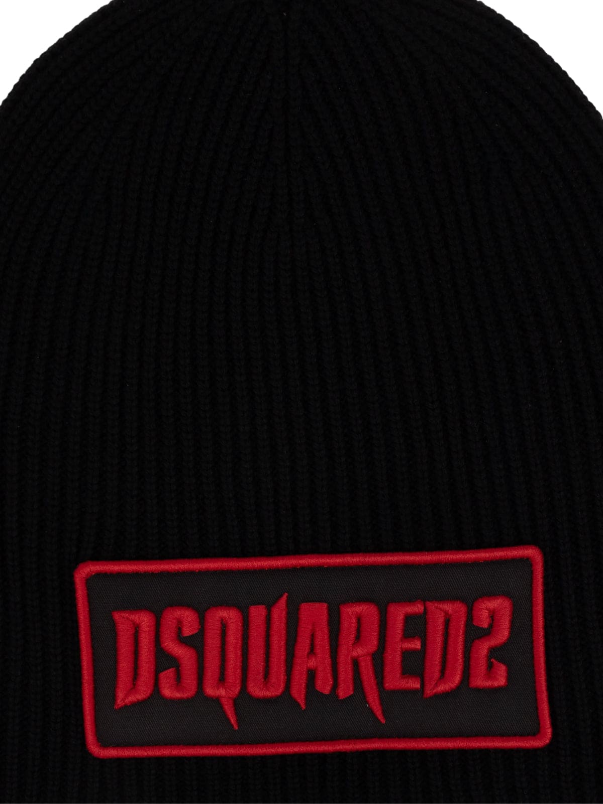 DSQUARED2 Gothic Logo Patch Knit Wool Beanie | Banlieue91