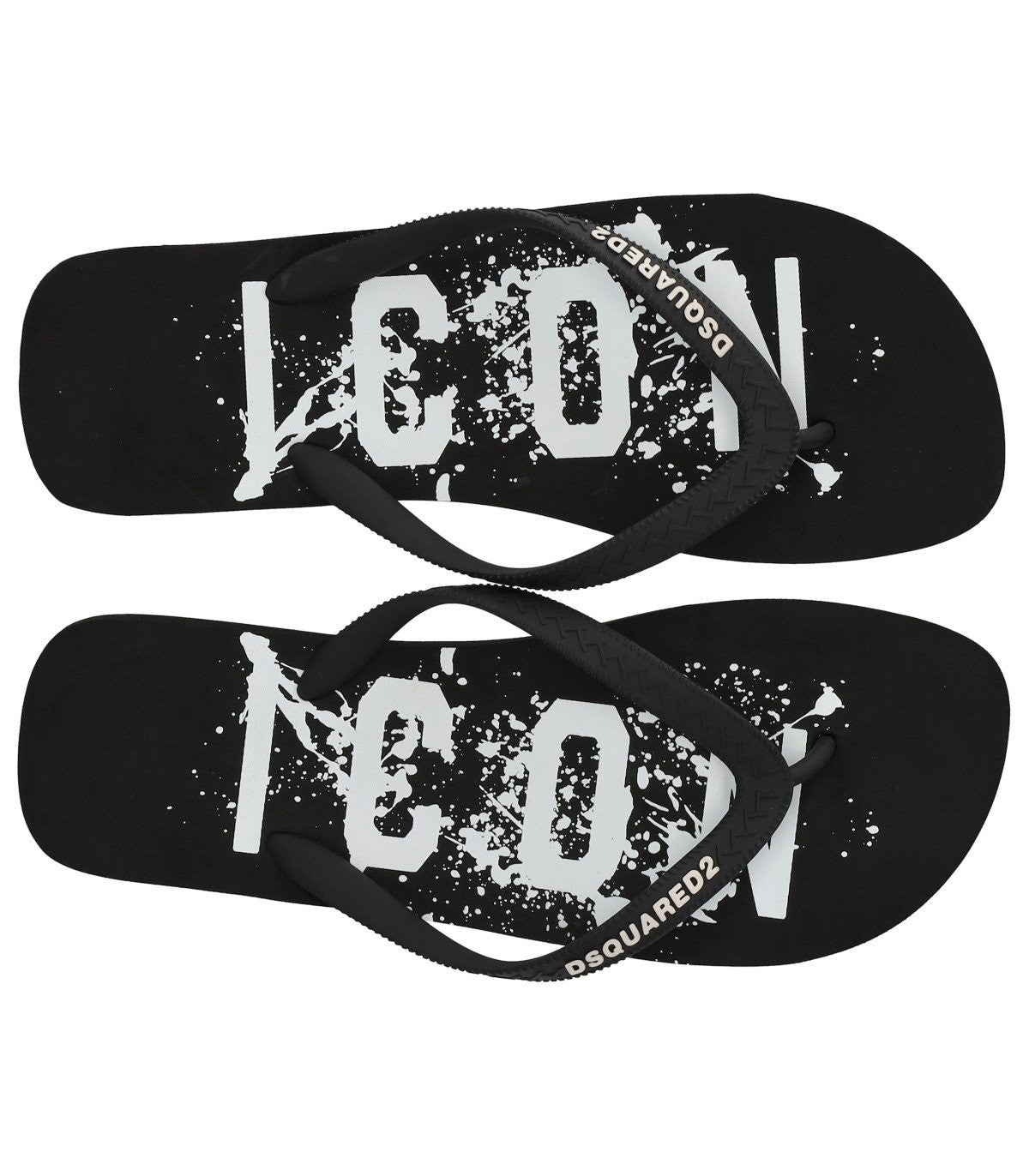 Dsquared2 Icon Splash Black Flip Flops - Banlieue91 -