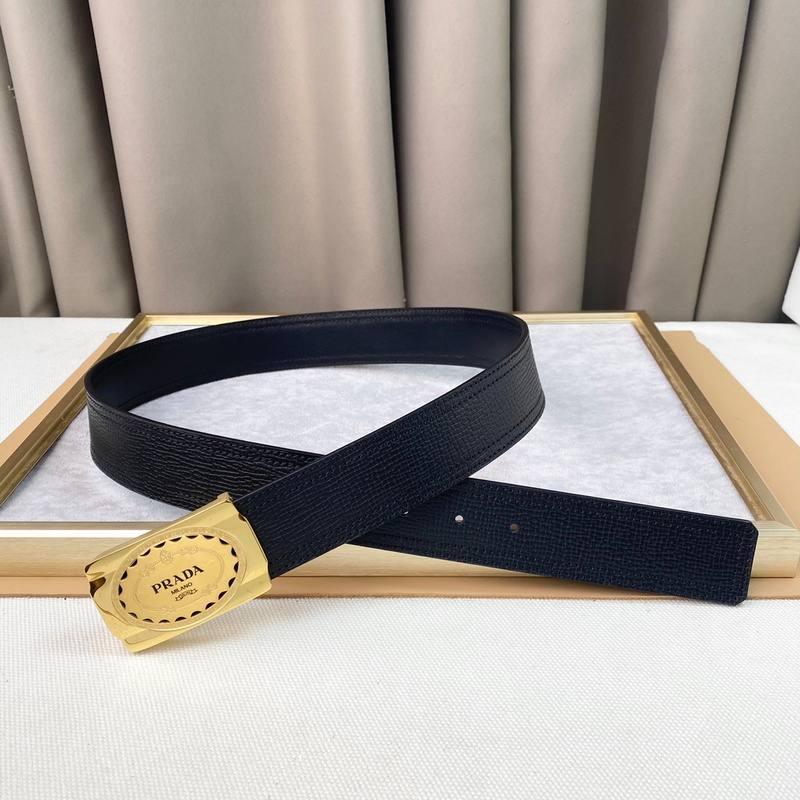 Prada Leather Belt Brushed Golden Buckle 'Black' - Banlieue91