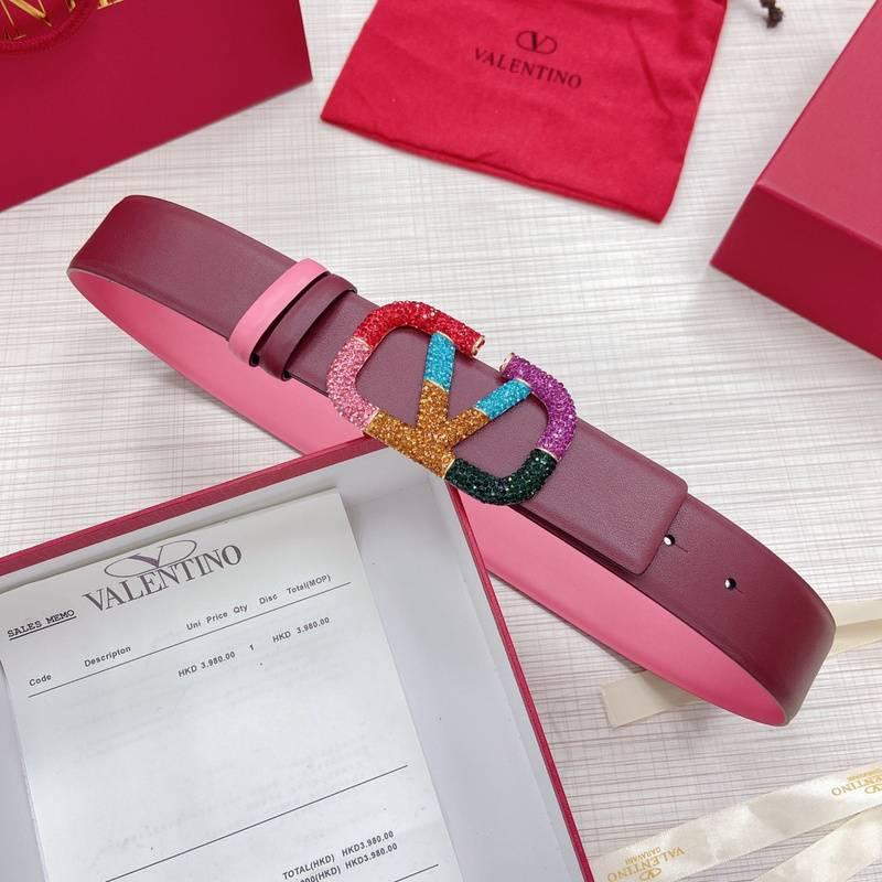 VALENTINO GARAVANI V logo Rainbow Reversible Leather Belt 'Pink/Brown' - Banlieue91