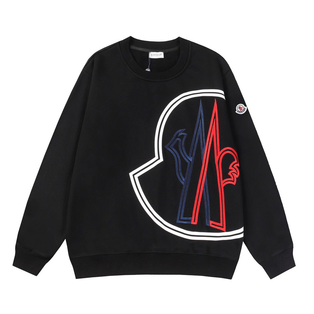 Moncler Logo Embroidered Printed Cotton Jersey Sweatshirt - Black - Banlieue91