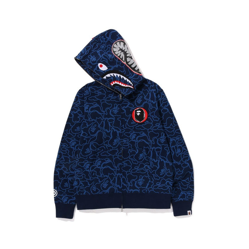 BAPE Line Camo Shark Full Zip Hoodie A Bathing Ape 'Navy' - Banlieue91