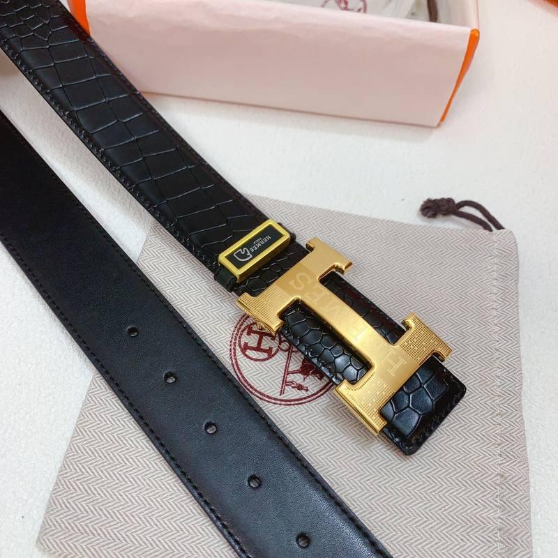 Hermes Men Gold Buckle Belt 'Black' - Banlieue91