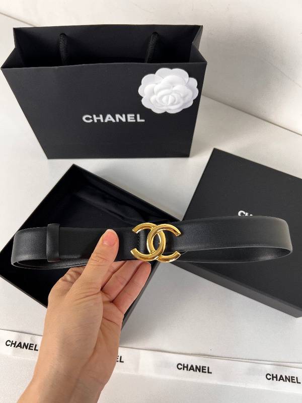 Chanel Leather Women’s Belt 'Black/Gold' - Banlieue91