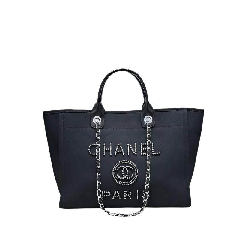 CHANEL MEDIUM BLACK PEARL BAG DEAUVILLE