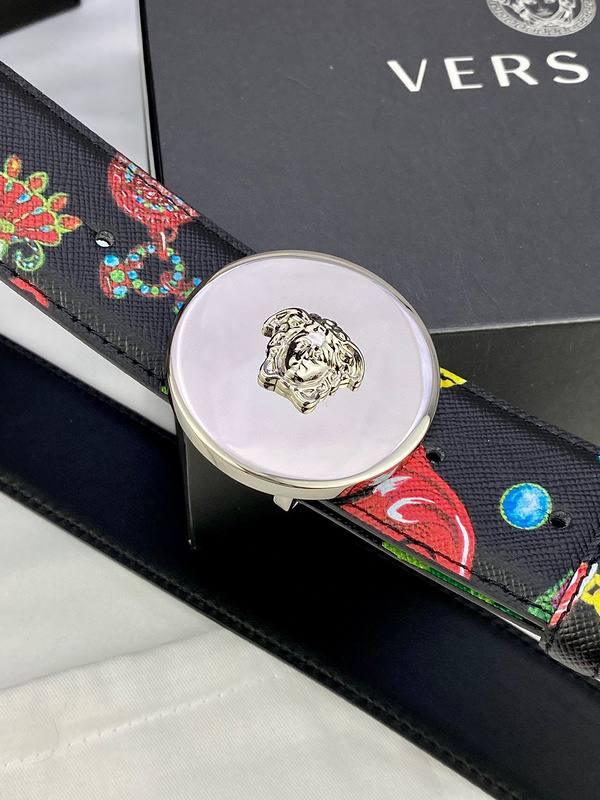 Versace MEDUSA BIGGIE ENAMEL LEATHER BELT - Banlieue91