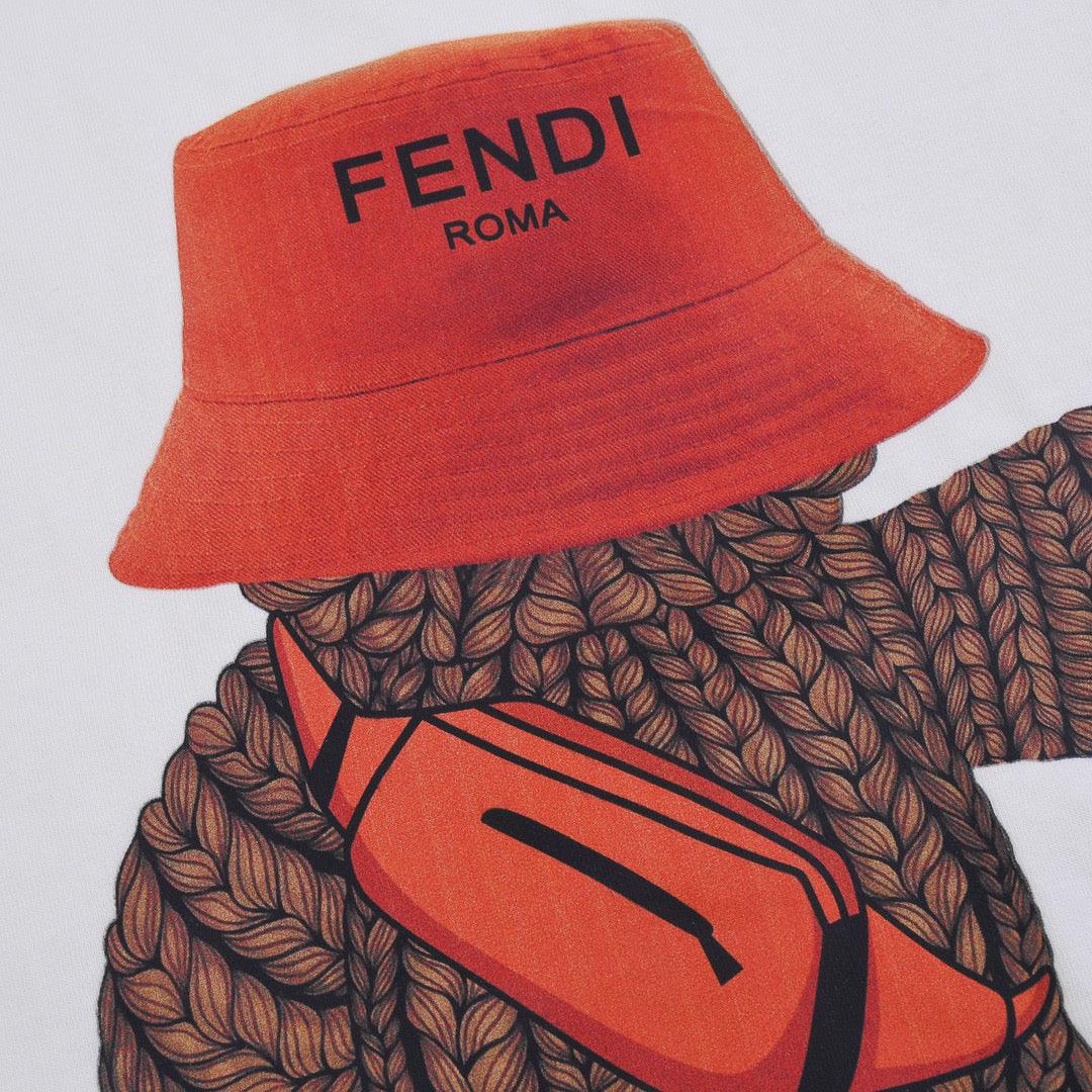 Fendi T-Shirt without Collar 'White-Orange' - Banlieue91