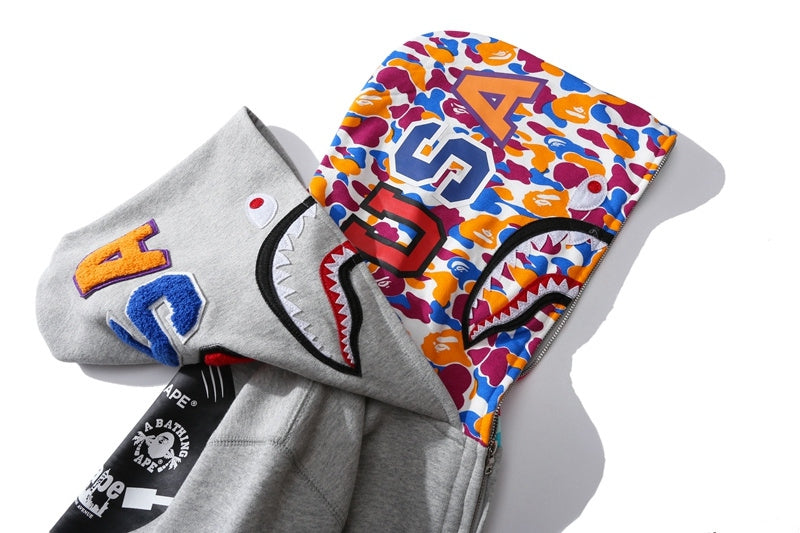 BAPE ABC CAMO SHARK WIDE FIT FULL ZIP DOUBLE A Bathing Ape - Grey - Banlieue91