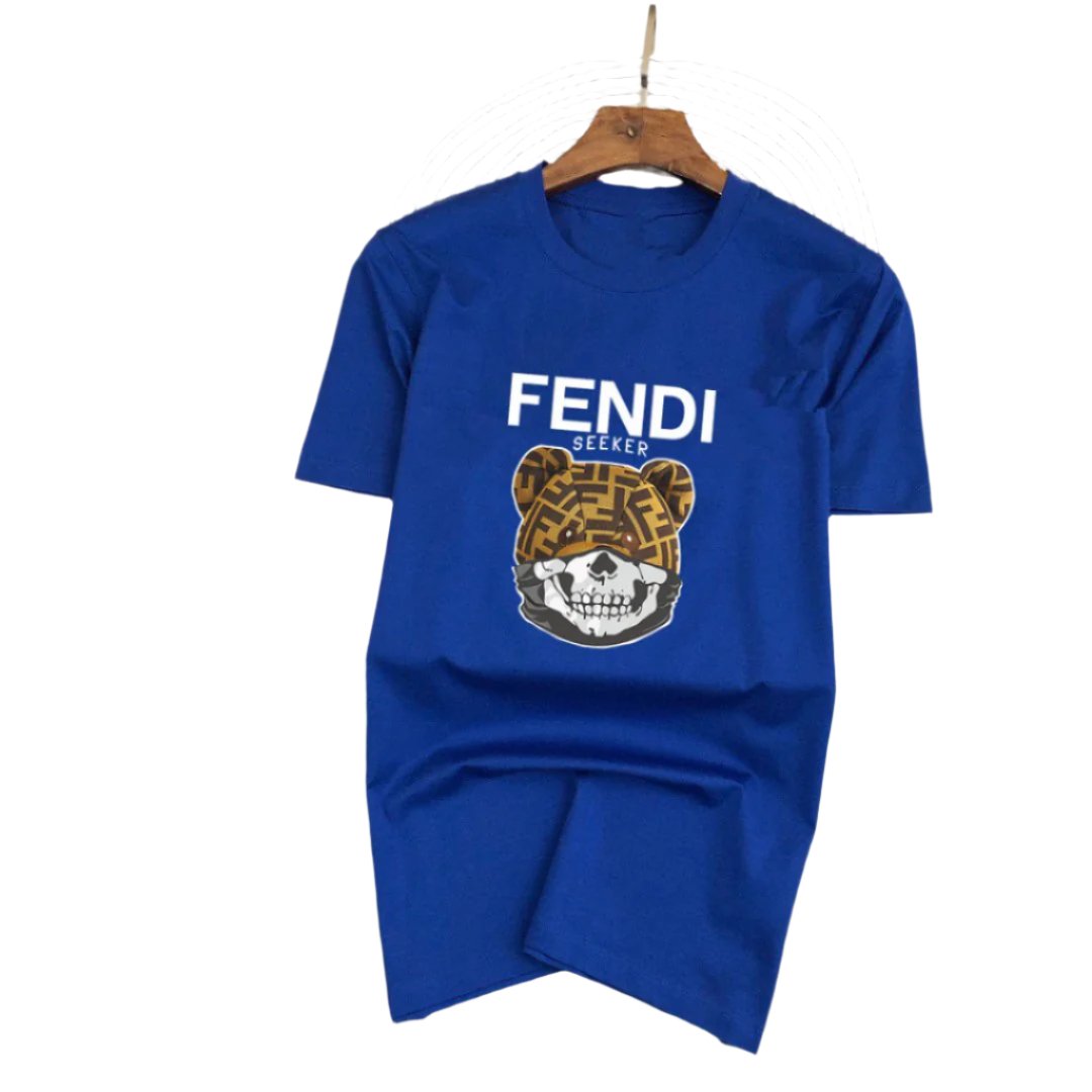 Fendi T-Shirt Bear Head without Collar 'Blue' - Banlieue91