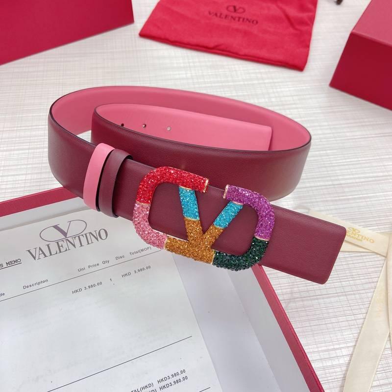 VALENTINO GARAVANI V logo Rainbow Reversible Leather Belt 'Pink/Brown' - Banlieue91