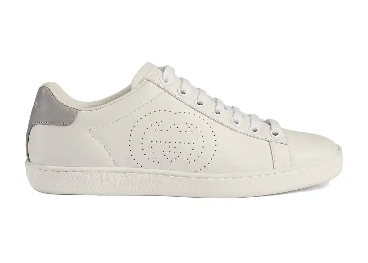 Ace Perforated Interlocking GG Logo Leather Sneakers