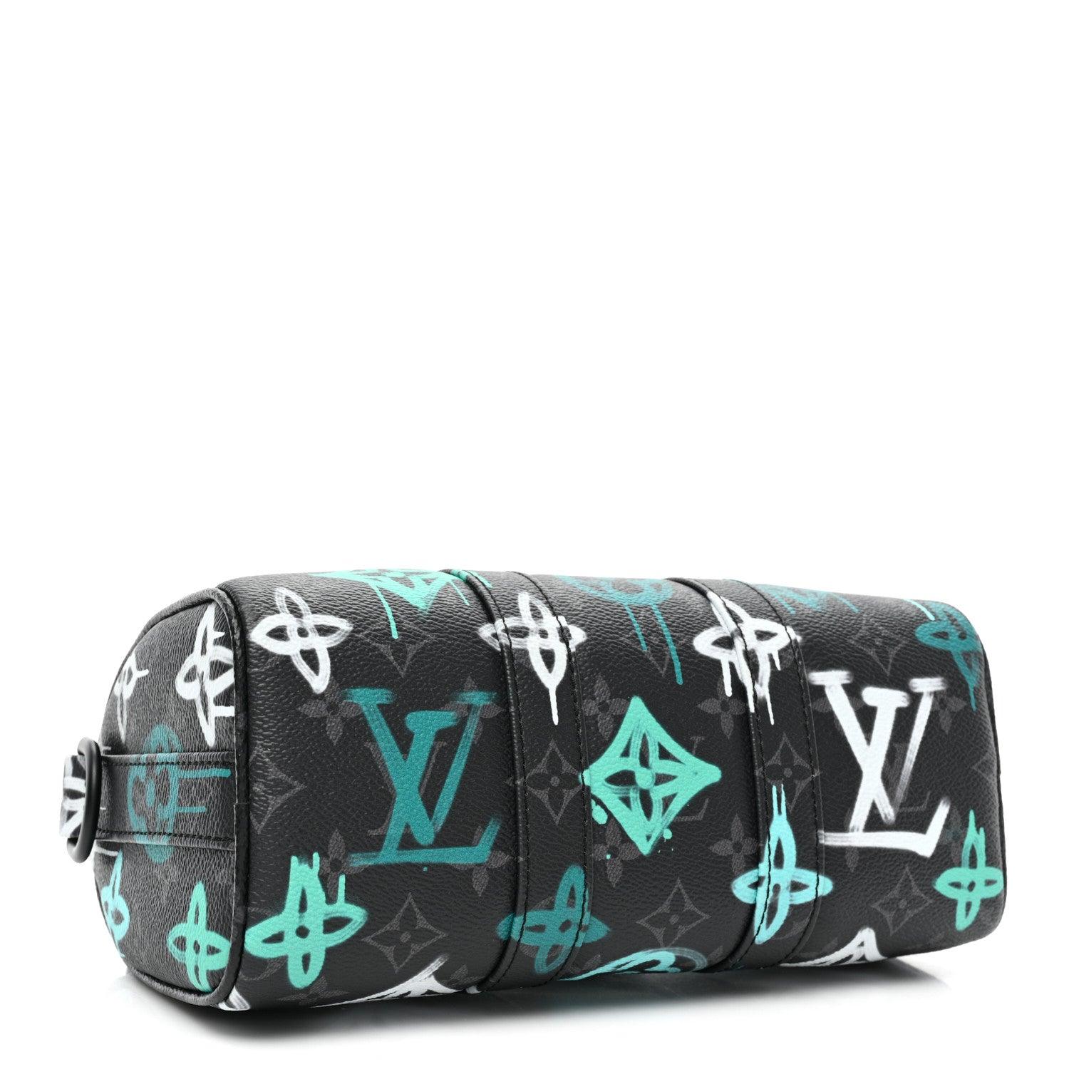 Louis Vuitton Monogram Eclipse LV Graffiti Keepall Bandouliere 25 'Green Light' - Banlieue91