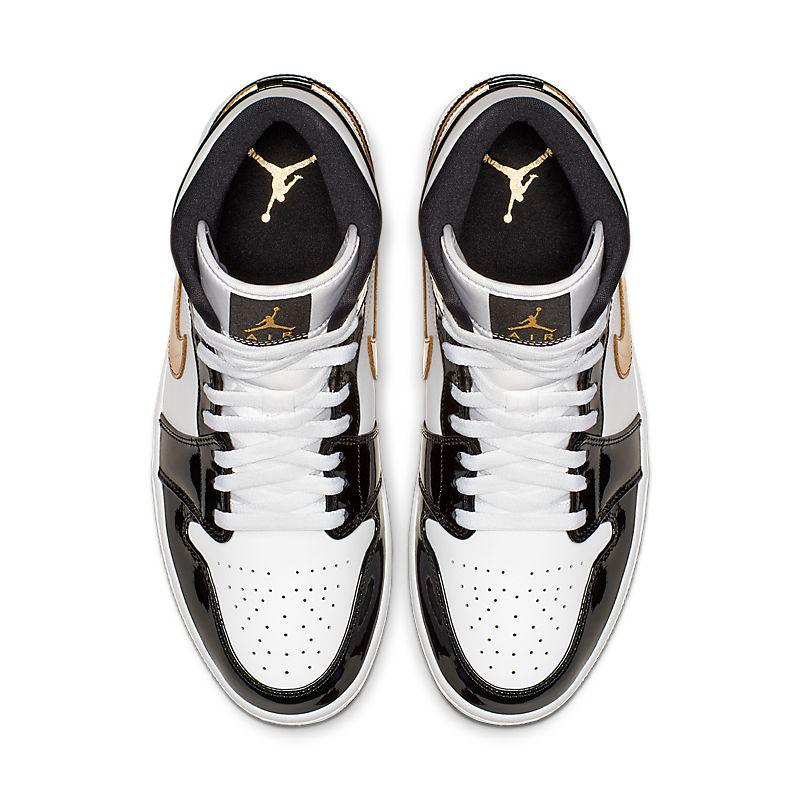 Air Jordan 1 Mid 'Patent Black White Gold' - Banlieue91