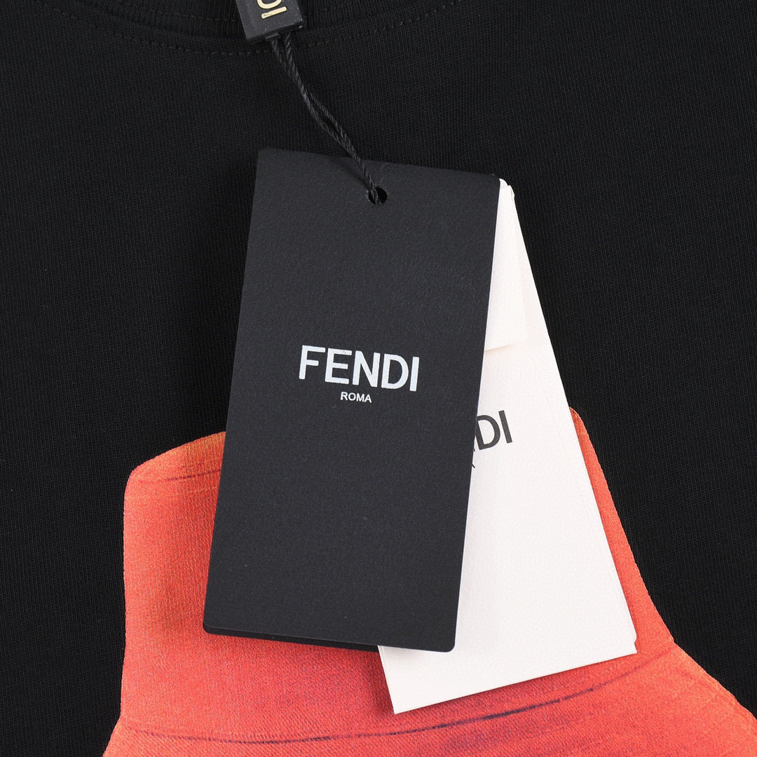 Fendi T-Shirt without Collar 'Black-Orange' - Banlieue91