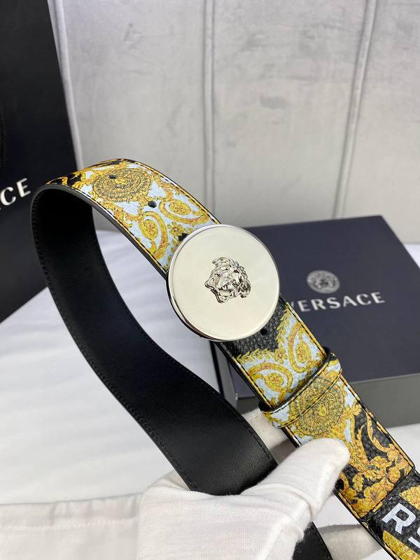 Versace MEDUSA BIGGIE ENAMEL LEATHER BELT - Banlieue91