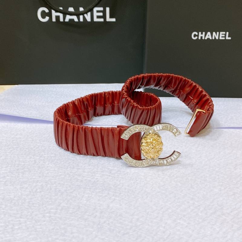 Chanel Leather Women’s Belt 'Red' - Banlieue91