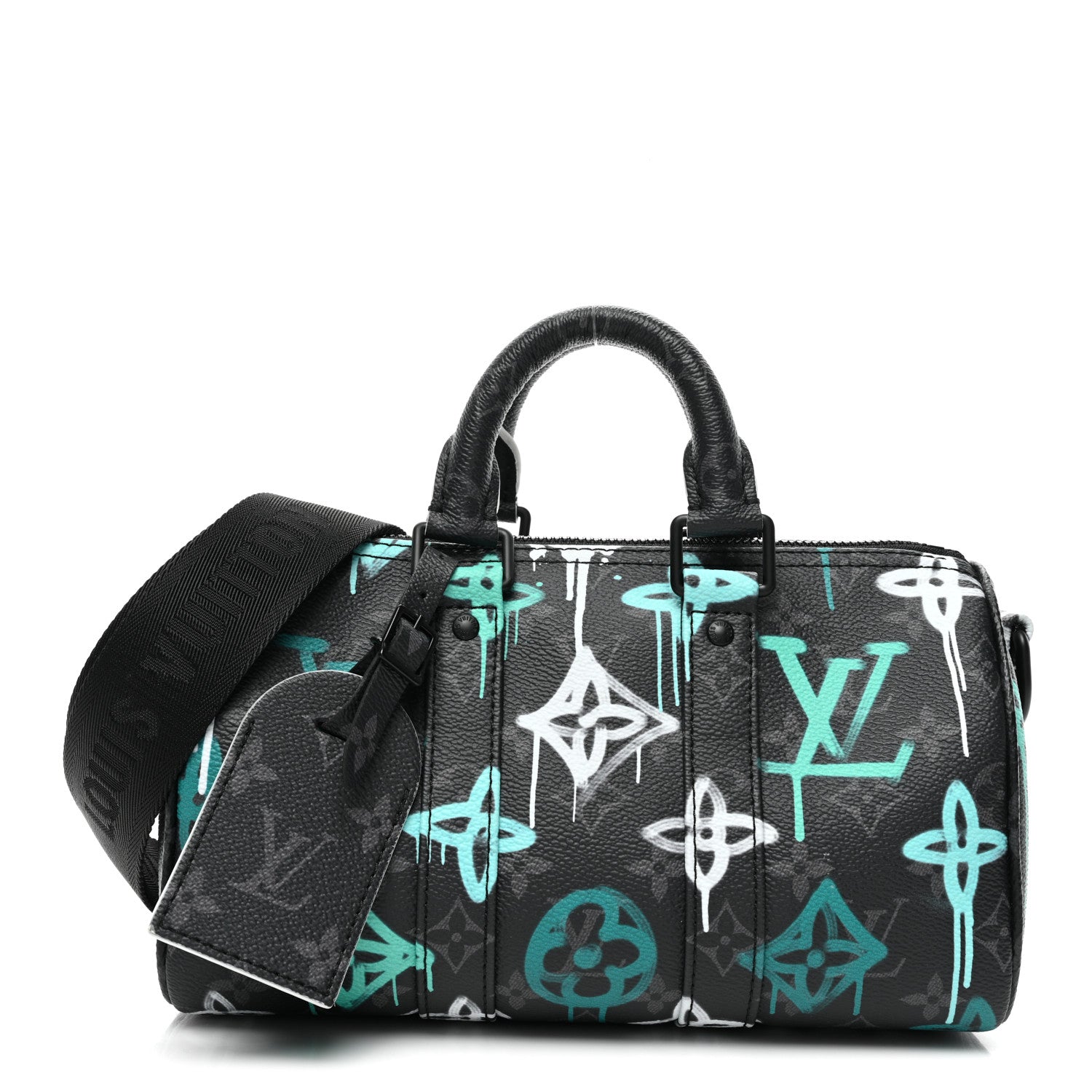 Louis Vuitton Monogram Eclipse LV Graffiti Keepall Bandouliere 25 'Green Light' - Banlieue91