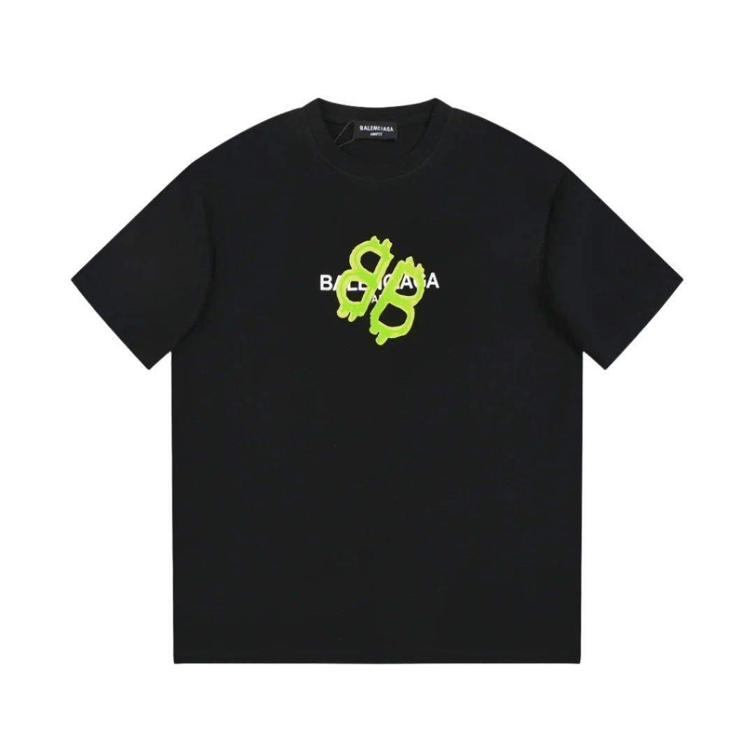 Balenciaga Black & Green T-Shirt Without Collar - Banlieue91