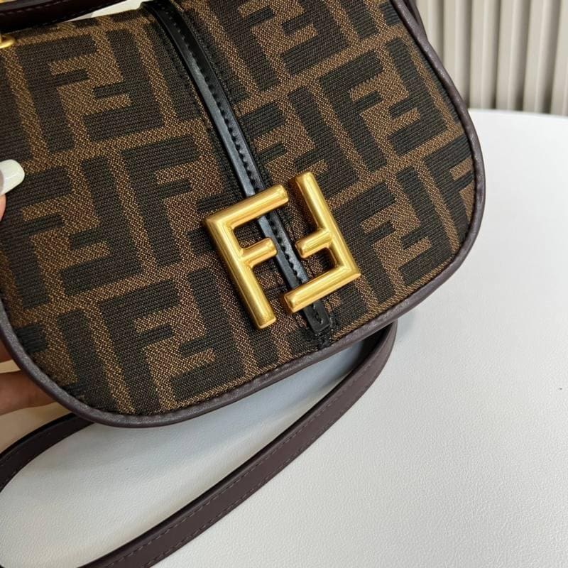 Fendi C’mon Small Brown FF jacquard fabric bag | Banlieue91