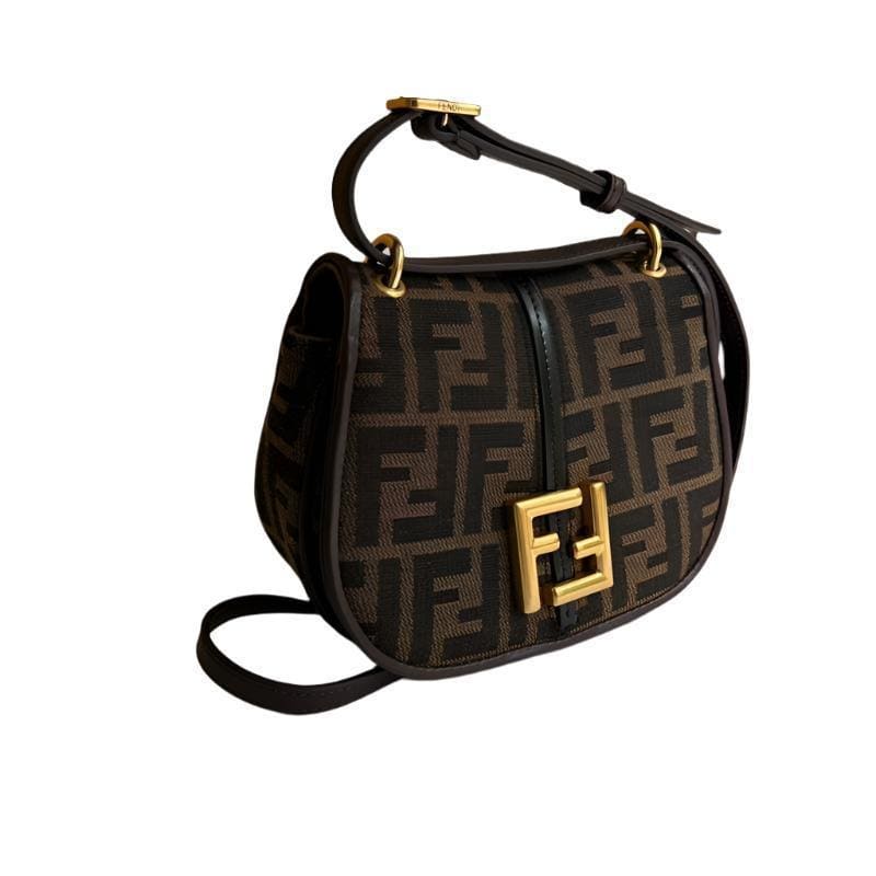 Fendi C’mon Small Brown FF jacquard fabric bag | Banlieue91