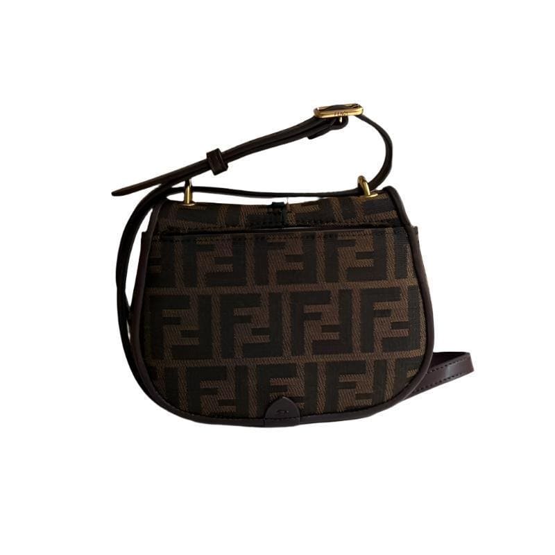 Fendi C’mon Small Brown FF jacquard fabric bag | Banlieue91